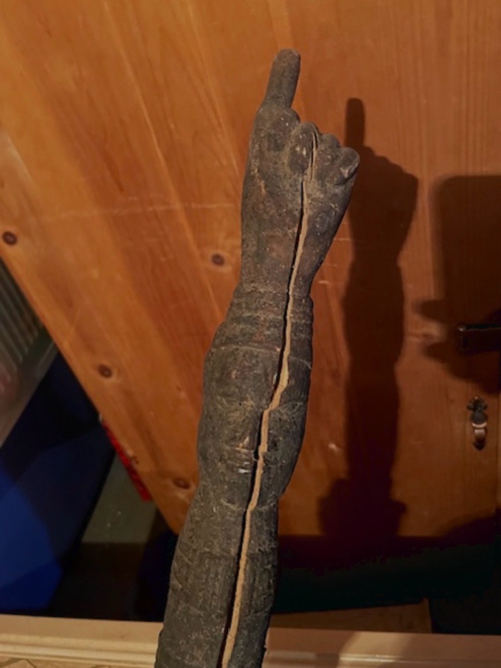 Carved Dark Wood Hand & Arm Sculpture